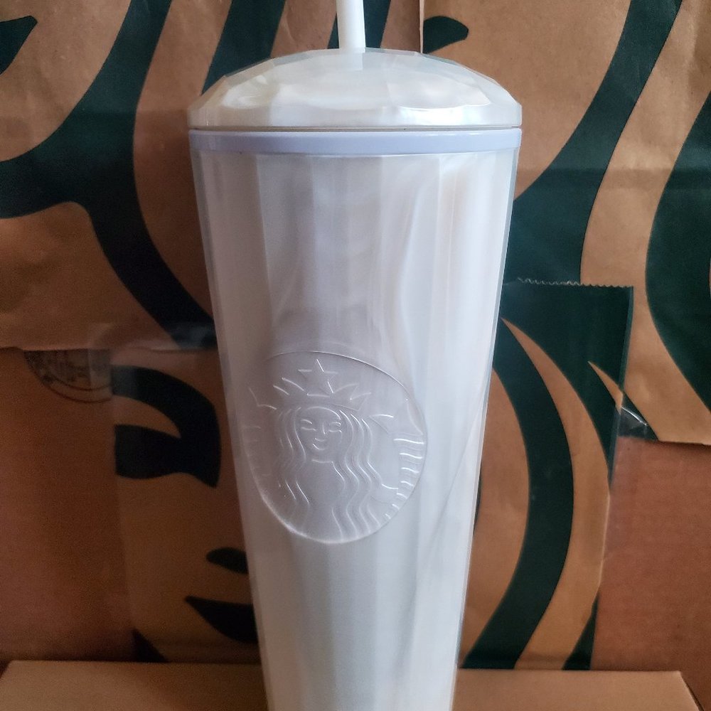 Starbucks Kaleidoscope White Pearl Cup BRAND NEW 24 oz